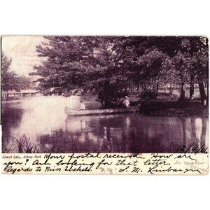 Vintage 1906 Asbury Park Sunset Lake Postcard With Handwritten Message & Postmar